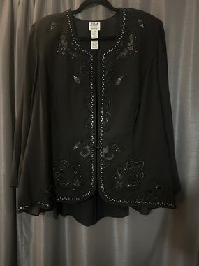 R&M Richards Black Embellished Evening Jacket